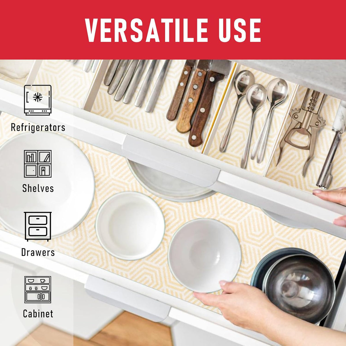 Non Slip Refrigerator Liners, 2-in-1 Fridge Mats and Fresh-Keeping Shelf Liners, Absorbs Excess Moisture, BPA-Free, Multiple Sizes for Glass Shelves Kitchen Cabinets Drawers, 6 Pack, 12" × 24"