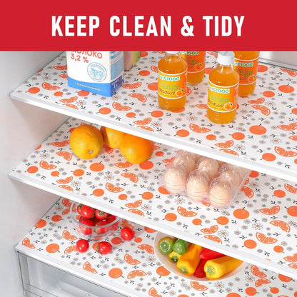 Non Slip Refrigerator Liners, 2-in-1 Fridge Mats and Fresh-Keeping Shelf Liners, Absorbs Excess Moisture, BPA-Free, Multiple Sizes for Glass Shelves Kitchen Cabinets Drawers, 6 Pack, 12" × 24"