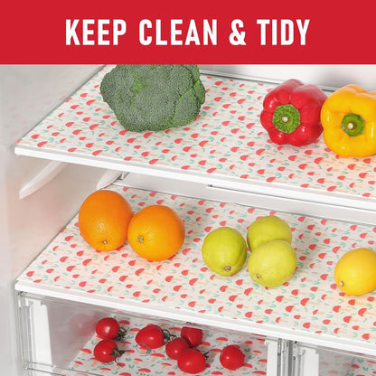 Non Slip Refrigerator Liners, 2-in-1 Fridge Mats and Fresh-Keeping Shelf Liners, Absorbs Excess Moisture, BPA-Free, Multiple Sizes for Glass Shelves Kitchen Cabinets Drawers, 6 Pack, 12" × 24"