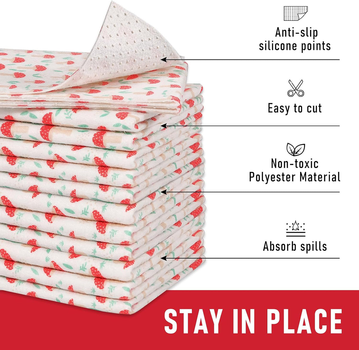 Non Slip Refrigerator Liners, 2-in-1 Fridge Mats and Fresh-Keeping Shelf Liners, Absorbs Excess Moisture, BPA-Free, Multiple Sizes for Glass Shelves Kitchen Cabinets Drawers, 6 Pack, 12" × 24"