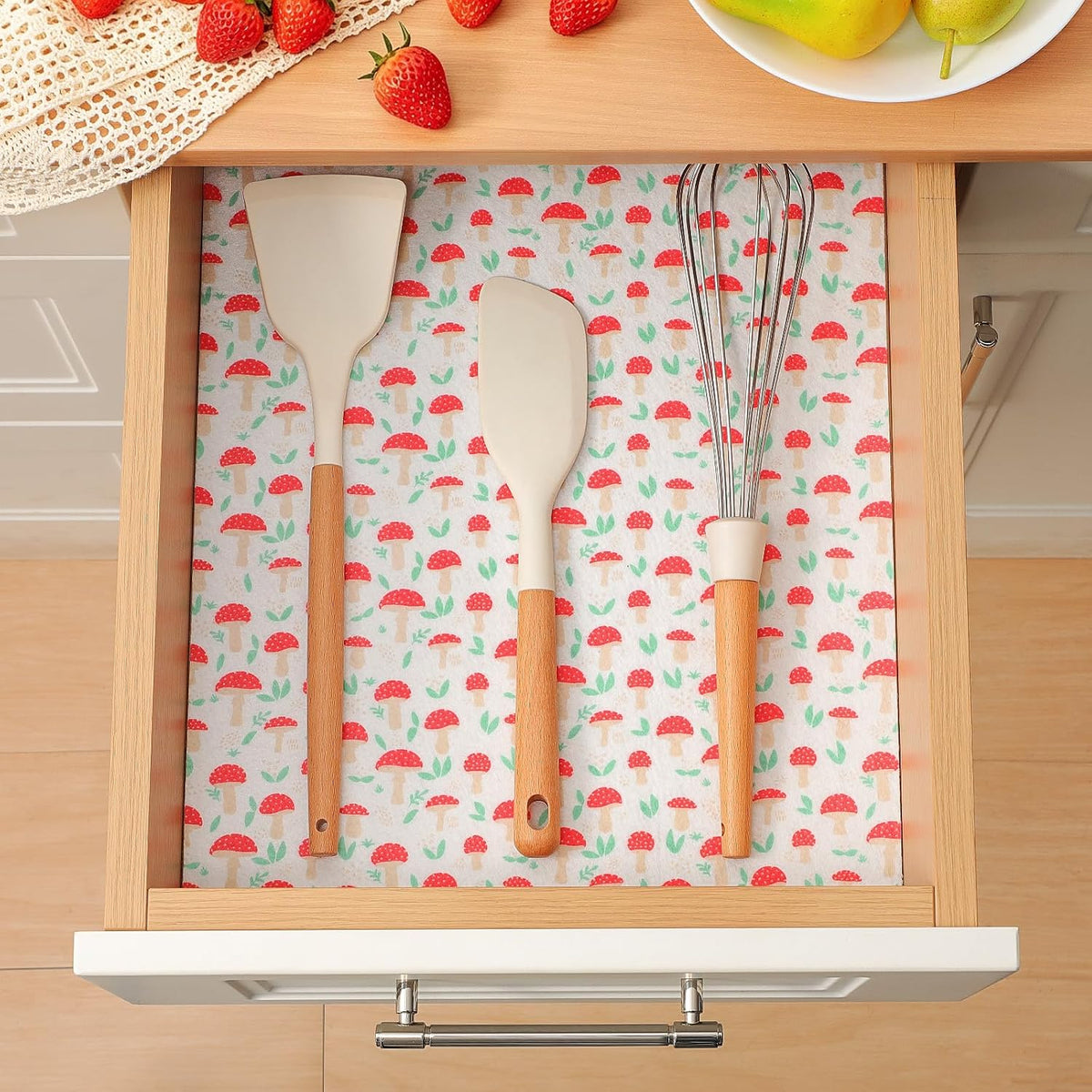 Non Slip Refrigerator Liners, 2-in-1 Fridge Mats and Fresh-Keeping Shelf Liners, Absorbs Excess Moisture, BPA-Free, Multiple Sizes for Glass Shelves Kitchen Cabinets Drawers, 6 Pack, 12" × 24"