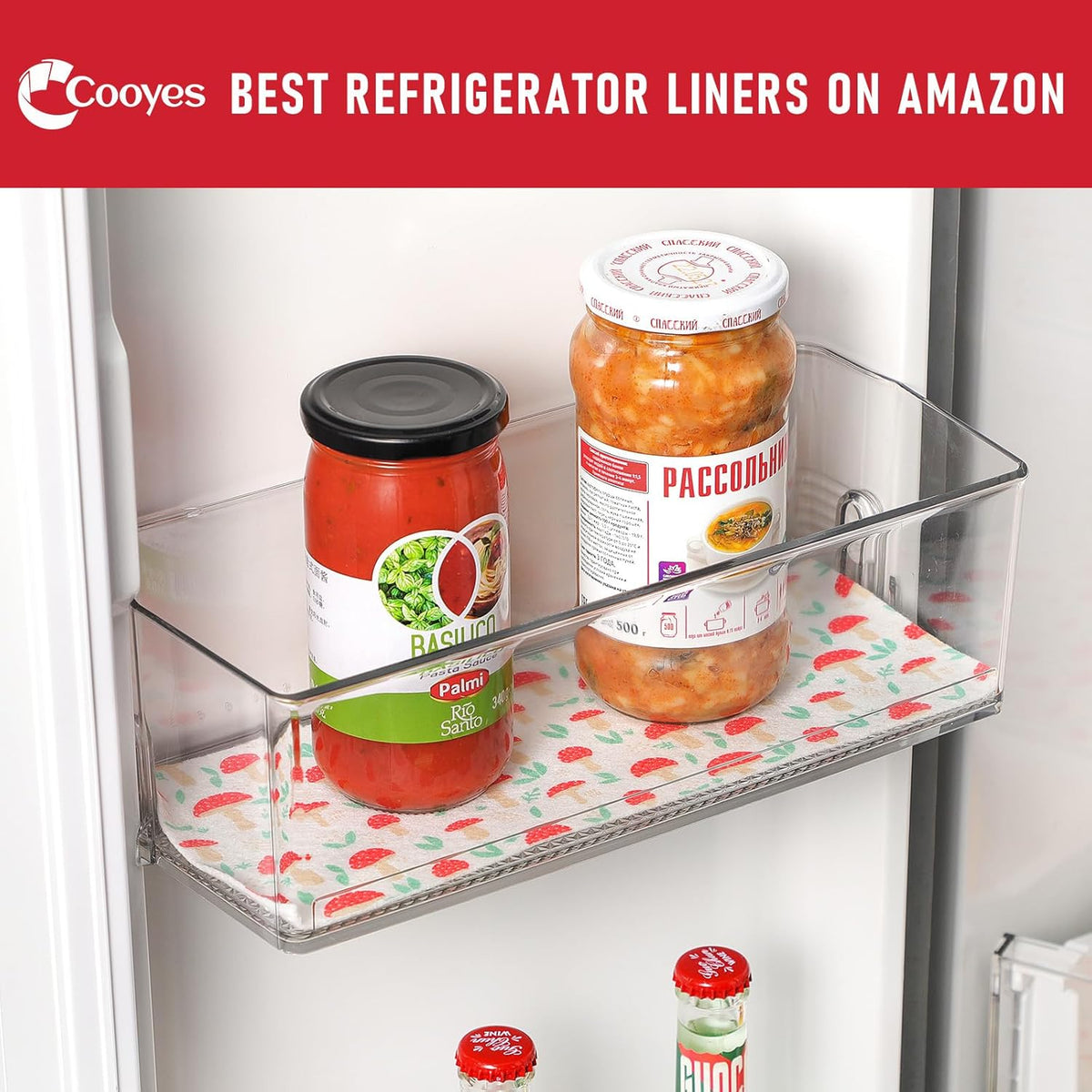 Non Slip Refrigerator Liners, 2-in-1 Fridge Mats and Fresh-Keeping Shelf Liners, Absorbs Excess Moisture, BPA-Free, Multiple Sizes for Glass Shelves Kitchen Cabinets Drawers, 6 Pack, 12" × 24"