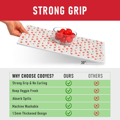 Non Slip Refrigerator Liners, 2-in-1 Fridge Mats and Fresh-Keeping Shelf Liners, Absorbs Excess Moisture, BPA-Free, Multiple Sizes for Glass Shelves Kitchen Cabinets Drawers, 6 Pack, 12" × 24"