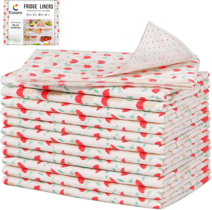 Non Slip Refrigerator Liners, 2-in-1 Fridge Mats and Fresh-Keeping Shelf Liners, Absorbs Excess Moisture, BPA-Free, Multiple Sizes for Glass Shelves Kitchen Cabinets Drawers, 6 Pack, 12" × 24"