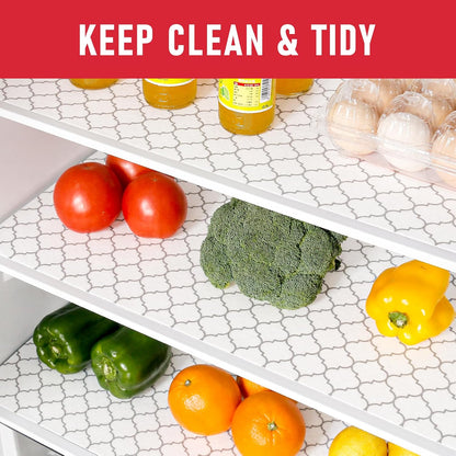 Non Slip Refrigerator Liners, 2-in-1 Fridge Mats and Fresh-Keeping Shelf Liners, Absorbs Excess Moisture, BPA-Free, Multiple Sizes for Glass Shelves Kitchen Cabinets Drawers, 6 Pack, 12" × 24"