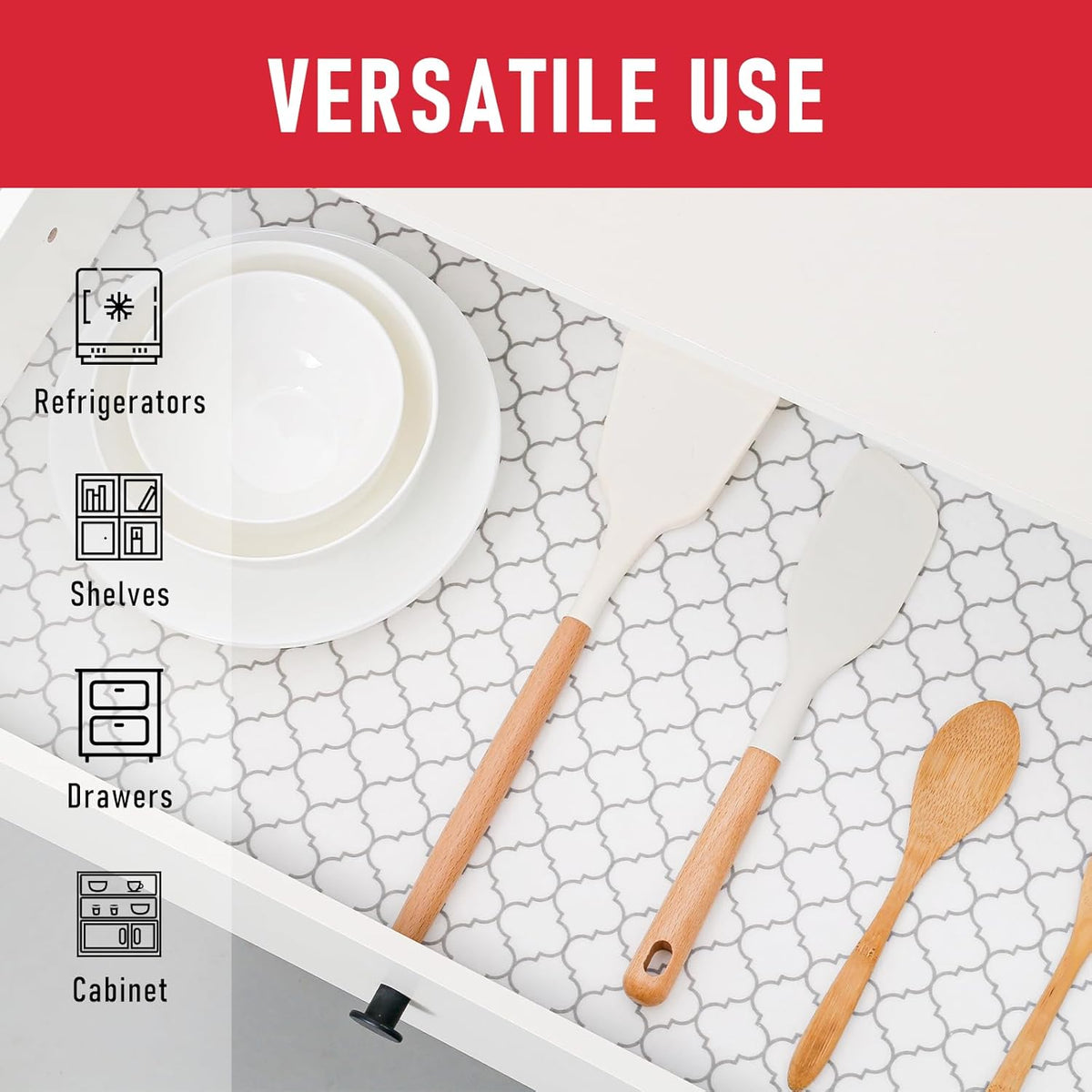 Non Slip Refrigerator Liners, 2-in-1 Fridge Mats and Fresh-Keeping Shelf Liners, Absorbs Excess Moisture, BPA-Free, Multiple Sizes for Glass Shelves Kitchen Cabinets Drawers, 6 Pack, 12" × 24"