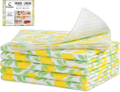 Non Slip Refrigerator Liners, 2-in-1 Fridge Mats and Fresh-Keeping Shelf Liners, Absorbs Excess Moisture, BPA-Free, Multiple Sizes for Glass Shelves Kitchen Cabinets Drawers, 6 Pack, 12" × 24"