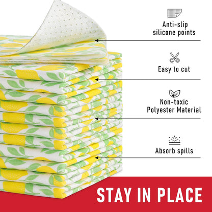 Non Slip Refrigerator Liners, 2-in-1 Fridge Mats and Fresh-Keeping Shelf Liners, Absorbs Excess Moisture, BPA-Free, Multiple Sizes for Glass Shelves Kitchen Cabinets Drawers, 6 Pack, 12" × 24"