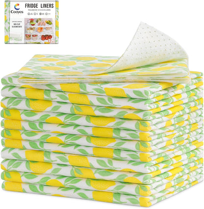 Non Slip Refrigerator Liners, 2-in-1 Fridge Mats and Fresh-Keeping Shelf Liners, Absorbs Excess Moisture, BPA-Free, Multiple Sizes for Glass Shelves Kitchen Cabinets Drawers, 6 Pack, 12" × 24"