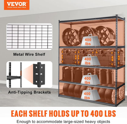 Storage Shelving Unit 5-Tier Adjustable 2000 lbs Capacity 60"x24"x78"