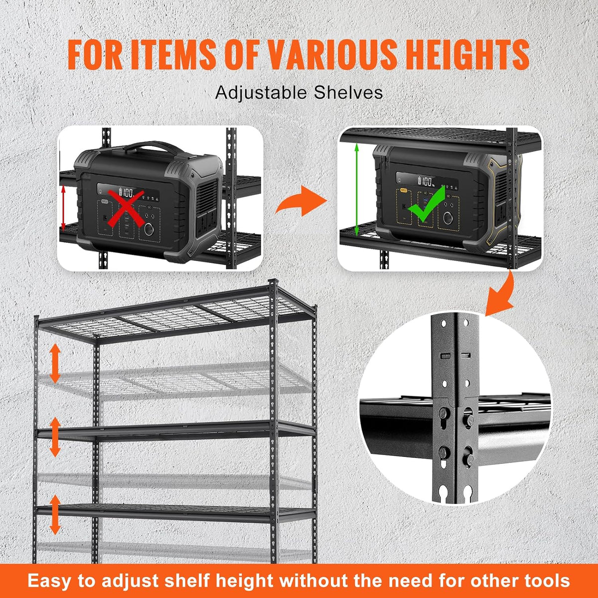 Storage Shelving Unit 5-Tier Adjustable 2000 lbs Capacity 60"x24"x78"