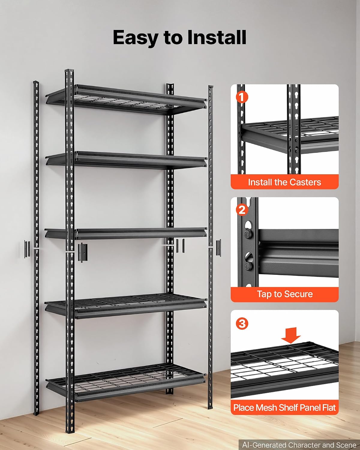 Storage Shelving Unit 5-Tier Adjustable 2000 lbs Capacity 60"x24"x78"