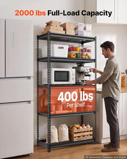 Storage Shelving Unit 5-Tier Adjustable 2000 lbs Capacity 60"x24"x78"