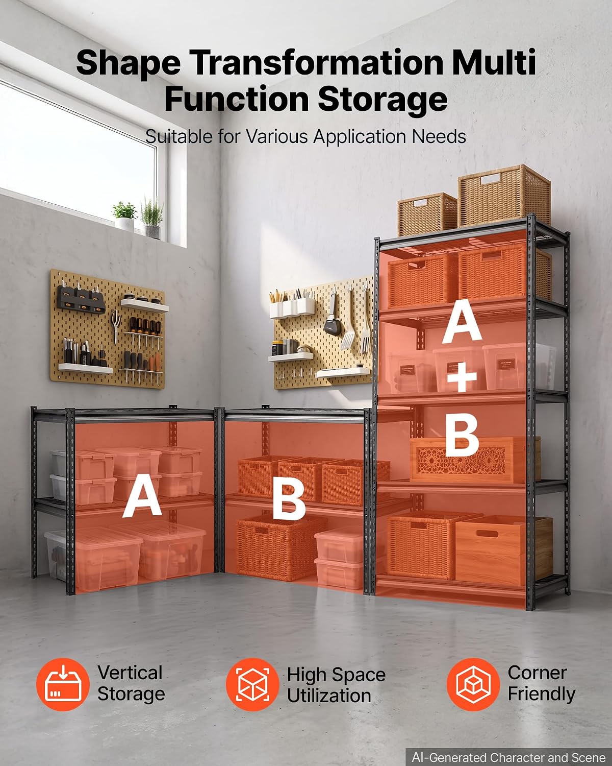 Storage Shelving Unit 5-Tier Adjustable 2000 lbs Capacity 60"x24"x78"