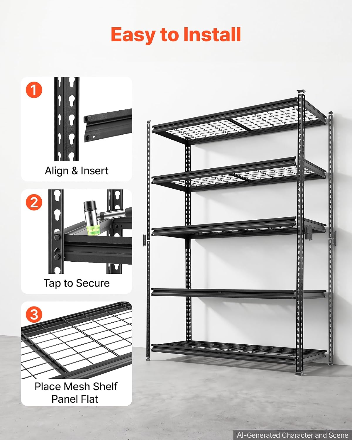 Storage Shelving Unit 5-Tier Adjustable 2000 lbs Capacity 60"x24"x78"