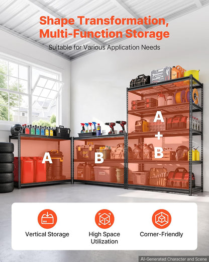 Storage Shelving Unit 5-Tier Adjustable 2000 lbs Capacity 60"x24"x78"