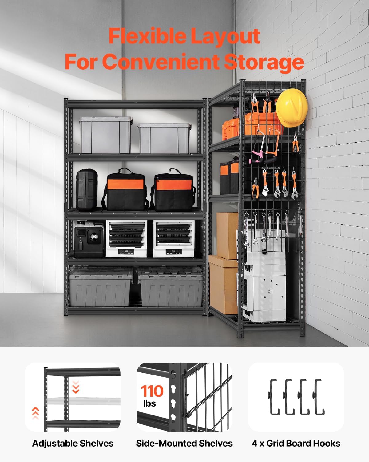 Storage Shelving Unit 5-Tier Adjustable 2000 lbs Capacity 60"x24"x78"