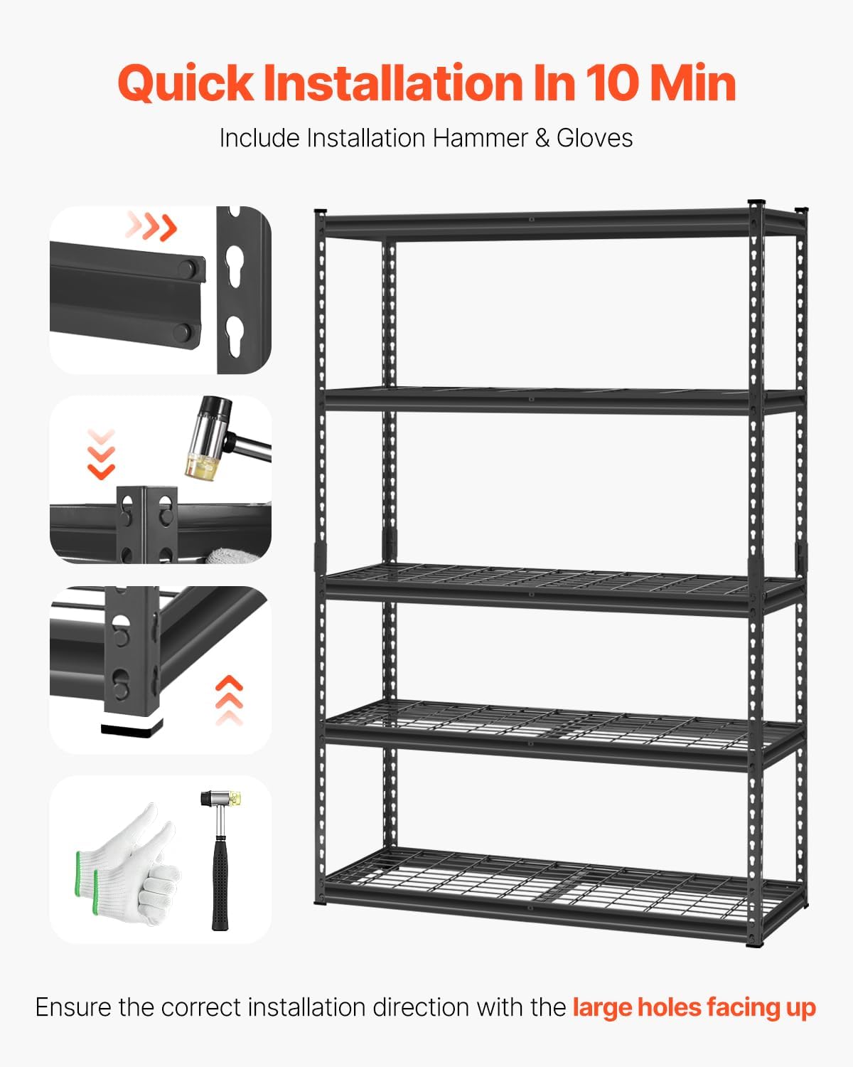 Storage Shelving Unit 5-Tier Adjustable 2000 lbs Capacity 60"x24"x78"