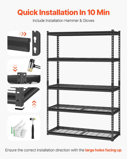 Storage Shelving Unit 5-Tier Adjustable 2000 lbs Capacity 60"x24"x78"