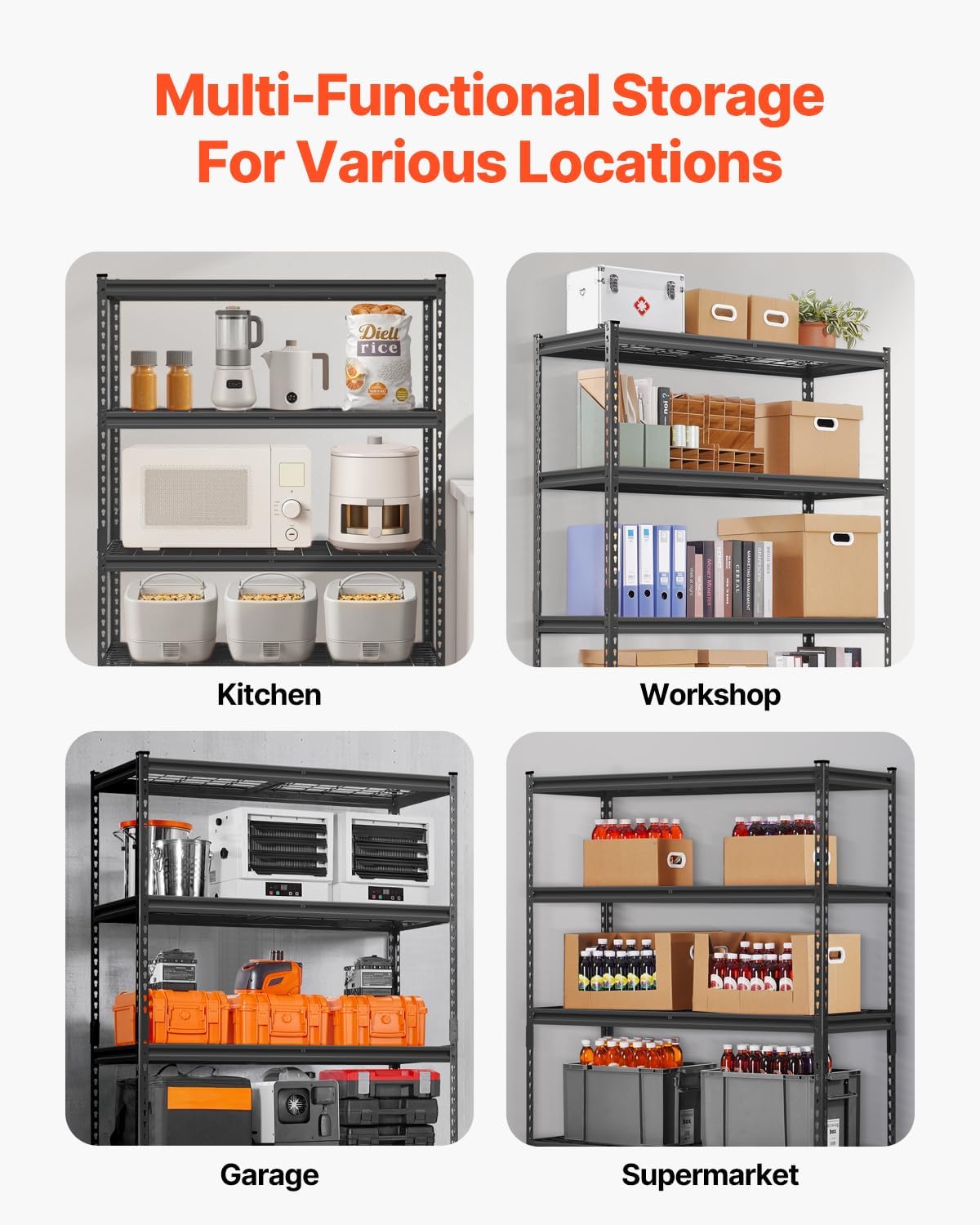 Storage Shelving Unit 5-Tier Adjustable 2000 lbs Capacity 60"x24"x78"