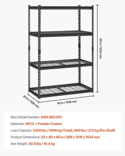 Storage Shelving Unit 5-Tier Adjustable 2000 lbs Capacity 60"x24"x78"