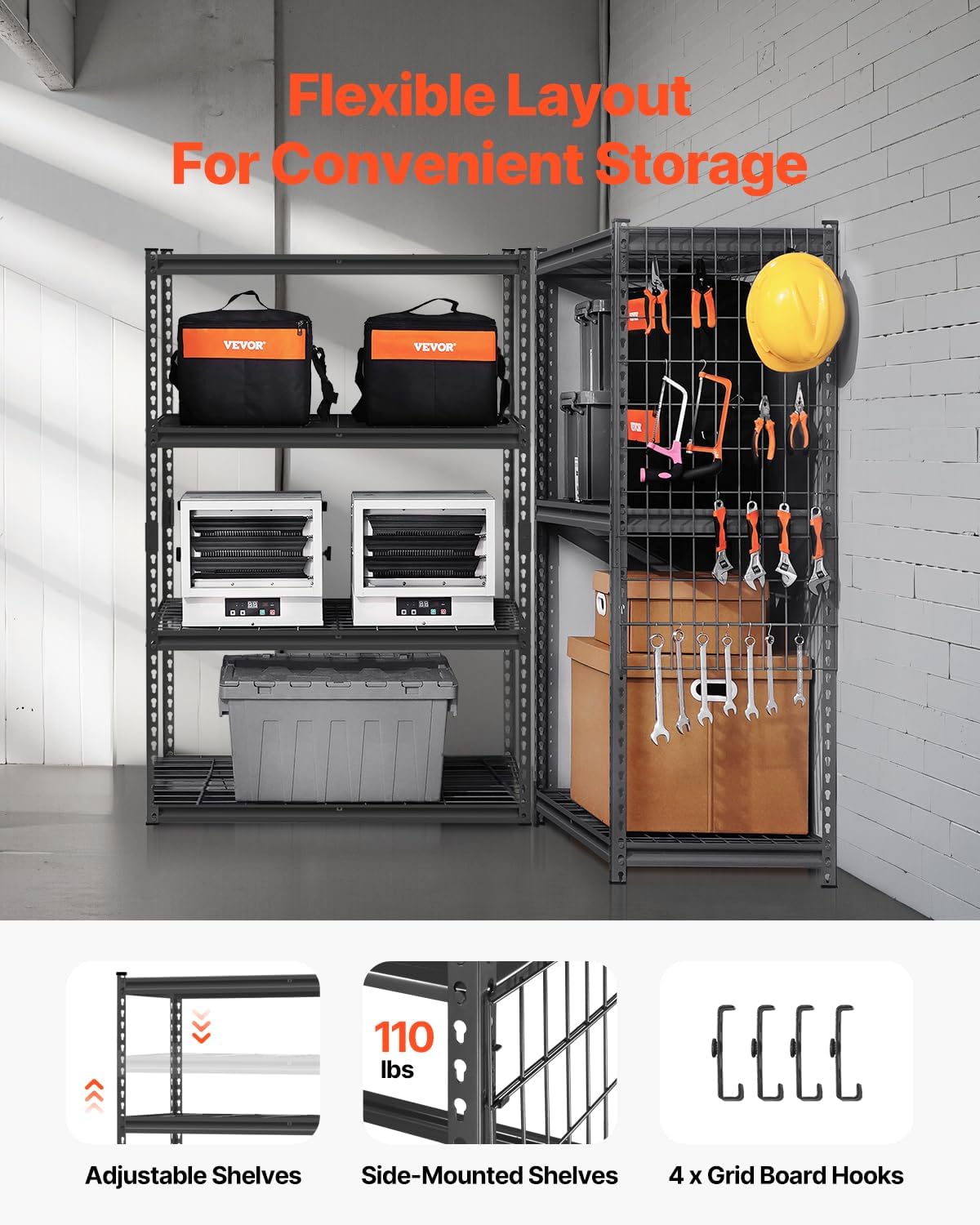 Storage Shelving Unit 5-Tier Adjustable 2000 lbs Capacity 60"x24"x78"