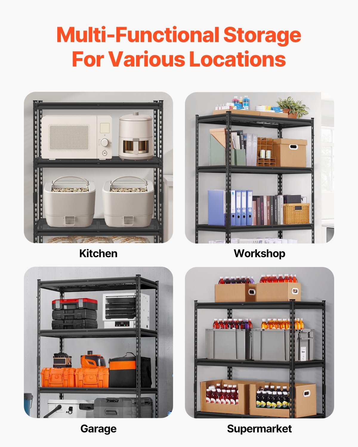 Storage Shelving Unit 5-Tier Adjustable 2000 lbs Capacity 60"x24"x78"