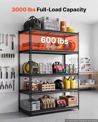 Storage Shelving Unit 5-Tier Adjustable 2000 lbs Capacity 60"x24"x78"