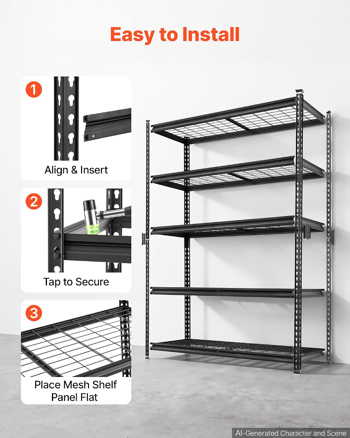 Storage Shelving Unit 5-Tier Adjustable 2000 lbs Capacity 60"x24"x78"