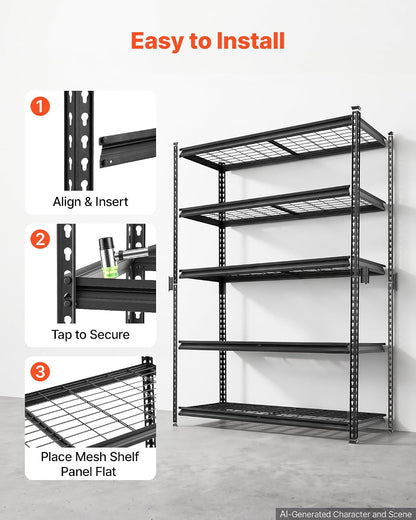 Storage Shelving Unit 5-Tier Adjustable 2000 lbs Capacity 60"x24"x78"