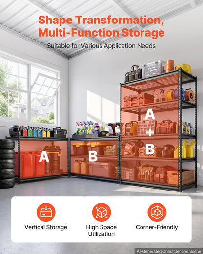 Storage Shelving Unit 5-Tier Adjustable 2000 lbs Capacity 60"x24"x78"