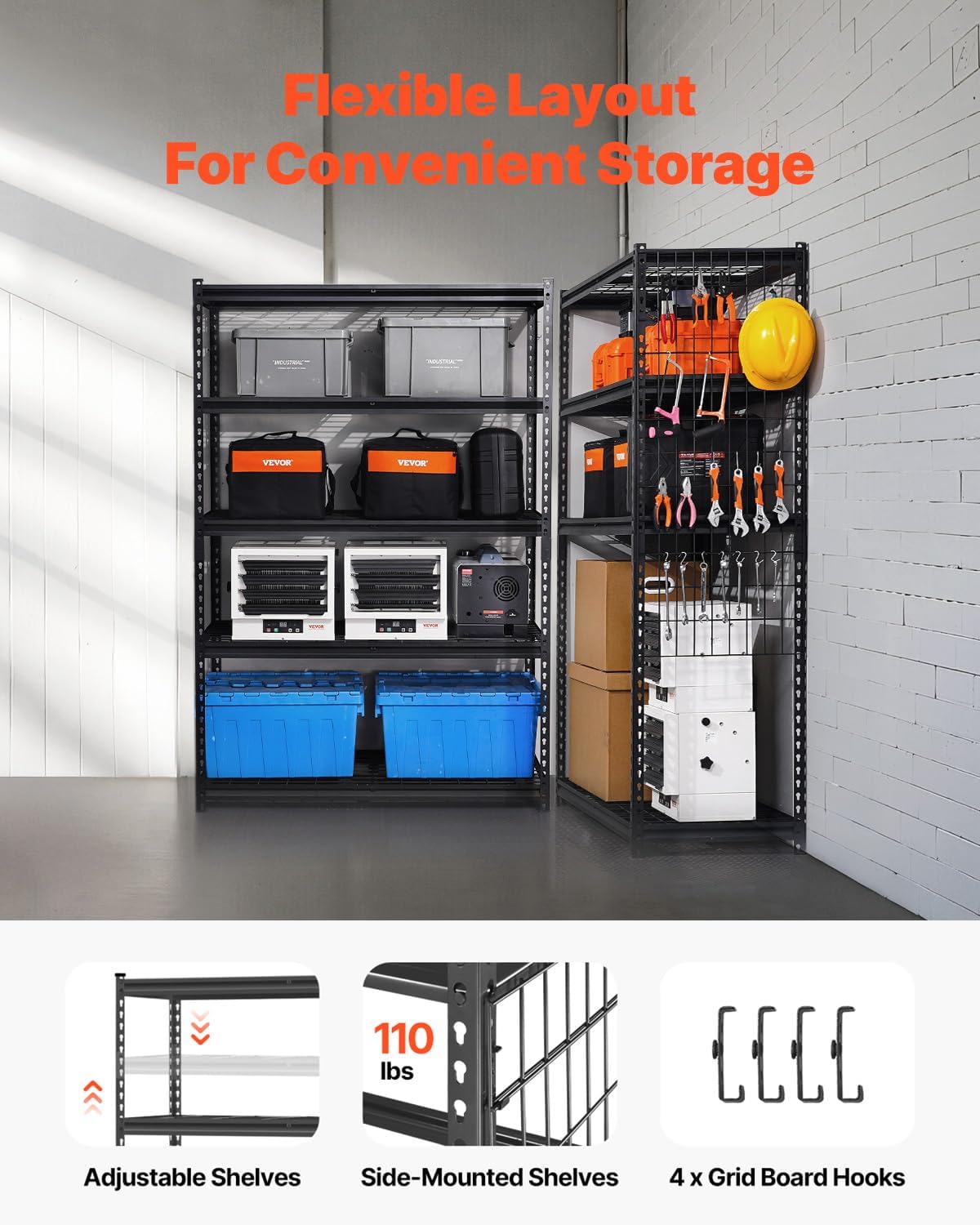 Storage Shelving Unit 5-Tier Adjustable 2000 lbs Capacity 60"x24"x78"