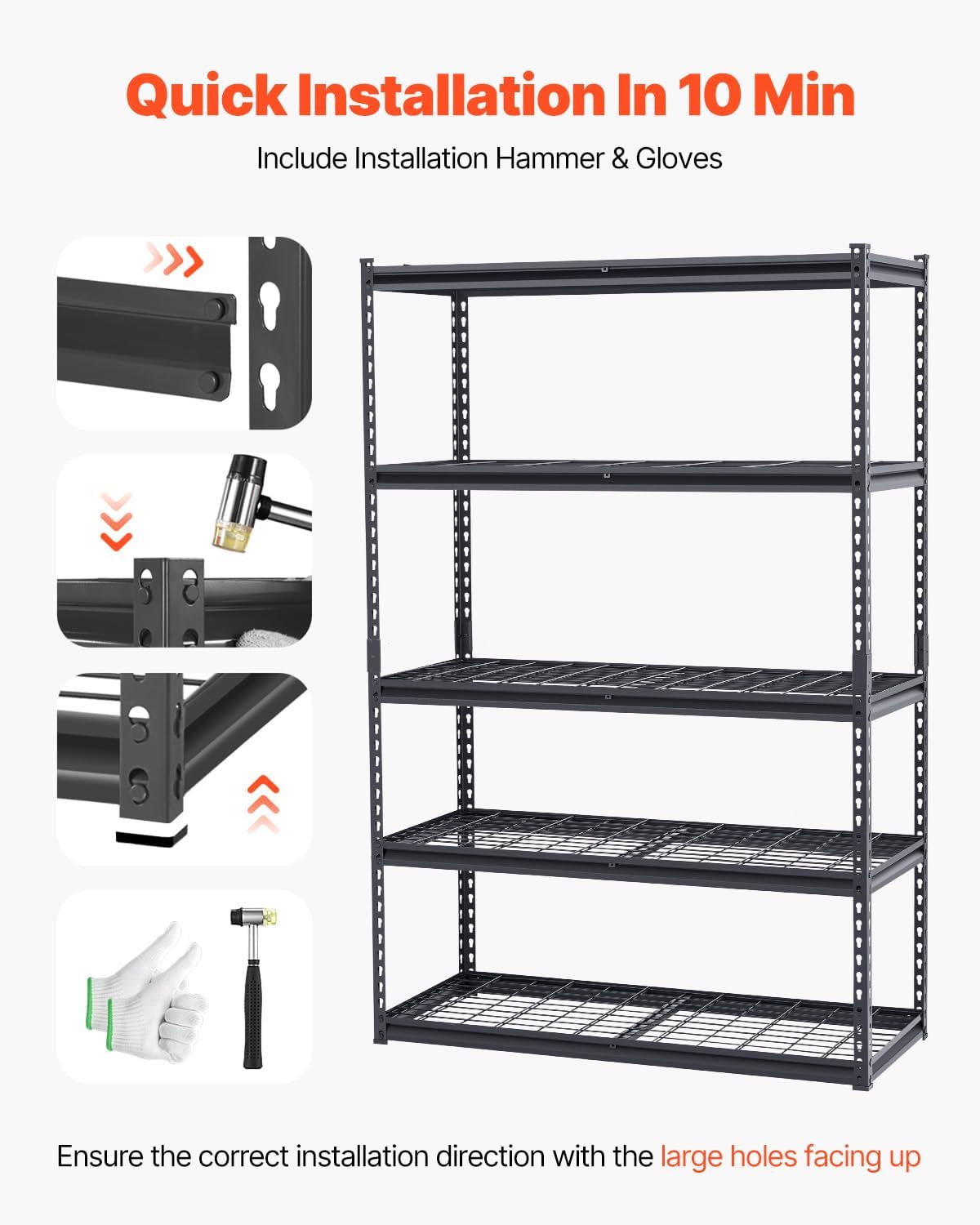 Storage Shelving Unit 5-Tier Adjustable 2000 lbs Capacity 60"x24"x78"