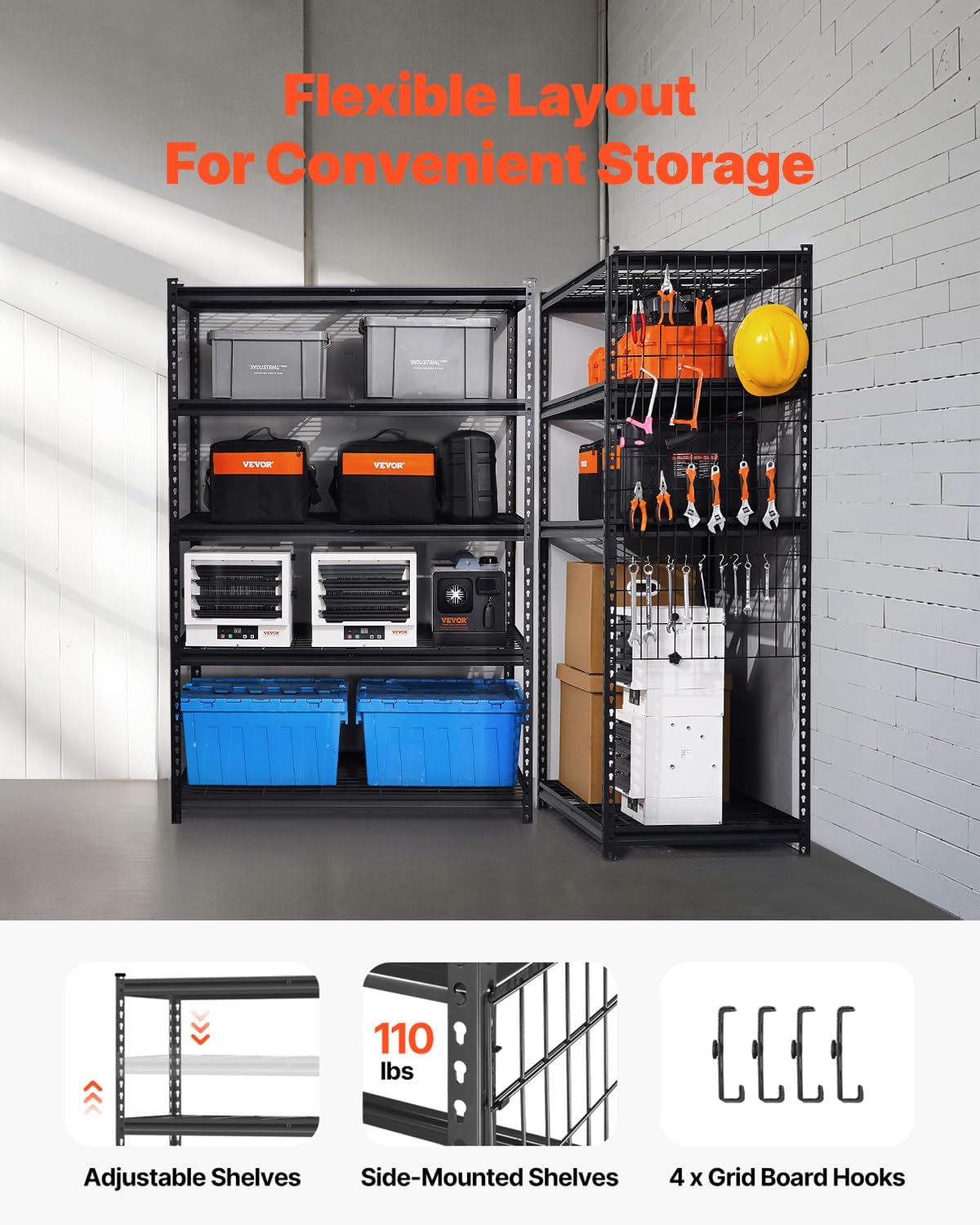 Storage Shelving Unit 5-Tier Adjustable 2000 lbs Capacity 60"x24"x78"