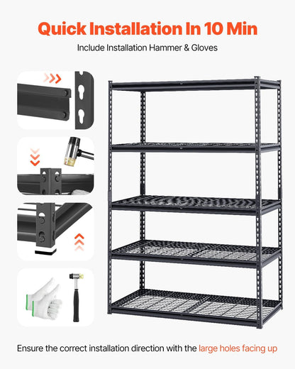 Storage Shelving Unit 5-Tier Adjustable 2000 lbs Capacity 60"x24"x78"