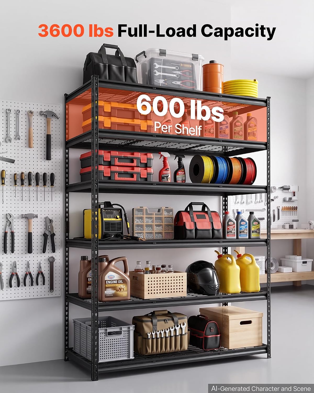 Storage Shelving Unit 5-Tier Adjustable 2000 lbs Capacity 60"x24"x78"