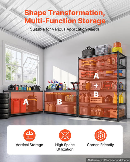 Storage Shelving Unit 5-Tier Adjustable 2000 lbs Capacity 60"x24"x78"