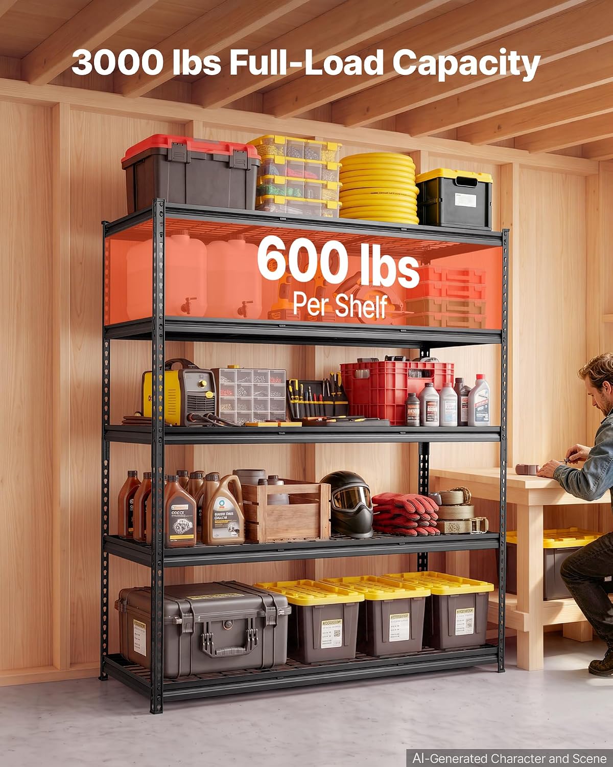 Storage Shelving Unit 5-Tier Adjustable 2000 lbs Capacity 60"x24"x78"