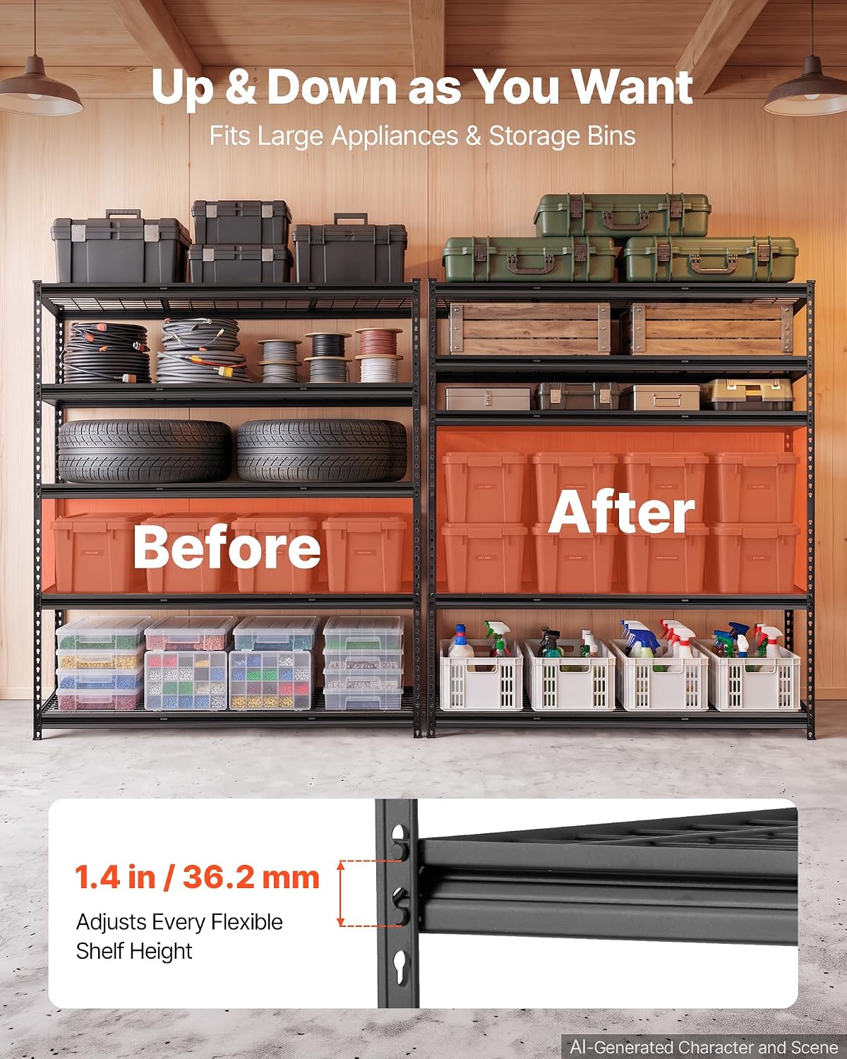 Storage Shelving Unit 5-Tier Adjustable 2000 lbs Capacity 60"x24"x78"