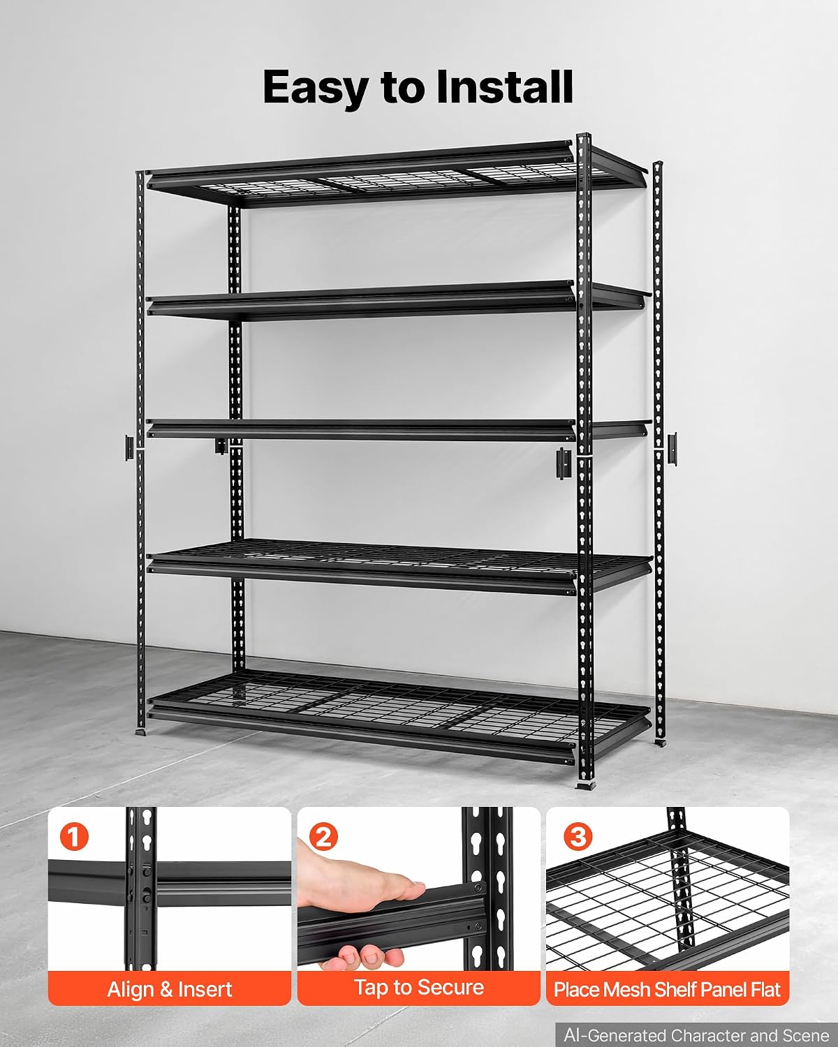 Storage Shelving Unit 5-Tier Adjustable 2000 lbs Capacity 60"x24"x78"