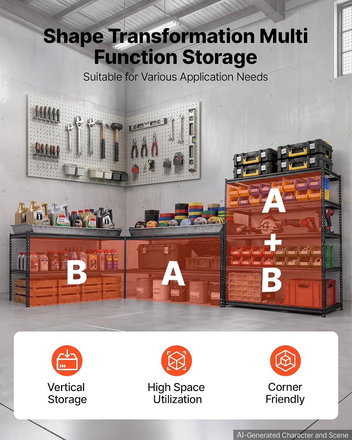 Storage Shelving Unit 5-Tier Adjustable 2000 lbs Capacity 60"x24"x78"