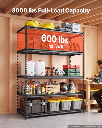 Storage Shelving Unit 5-Tier Adjustable 2000 lbs Capacity 60"x24"x78"