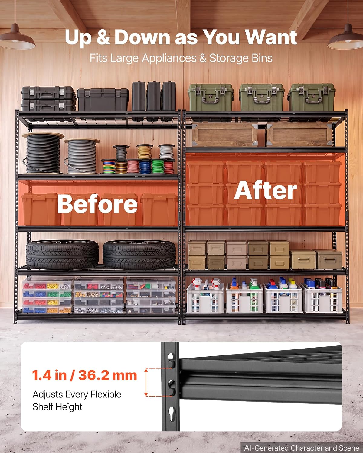 Storage Shelving Unit 5-Tier Adjustable 2000 lbs Capacity 60"x24"x78"