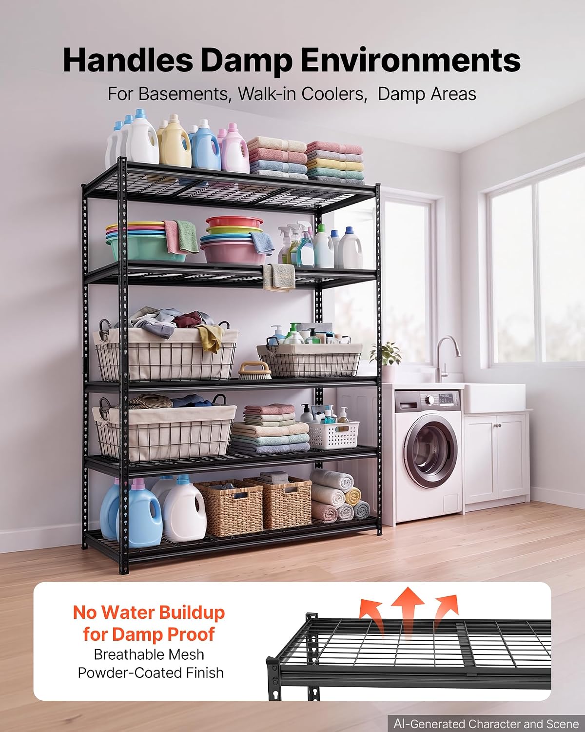 Storage Shelving Unit 5-Tier Adjustable 2000 lbs Capacity 60"x24"x78"