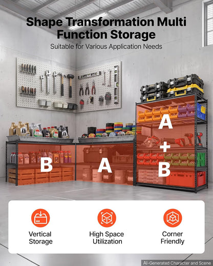 Storage Shelving Unit 5-Tier Adjustable 2000 lbs Capacity 60"x24"x78"