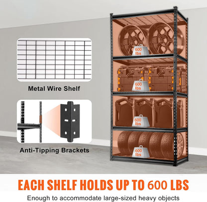 Storage Shelving Unit 5-Tier Adjustable 2000 lbs Capacity 60"x24"x78"