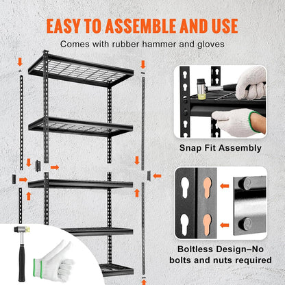 Storage Shelving Unit 5-Tier Adjustable 2000 lbs Capacity 60"x24"x78"