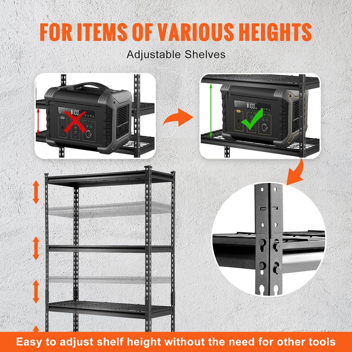 Storage Shelving Unit 5-Tier Adjustable 2000 lbs Capacity 60"x24"x78"