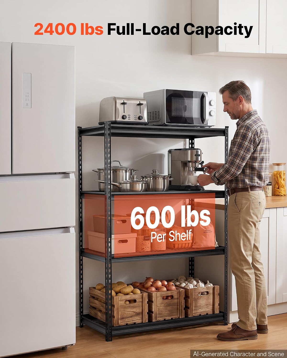 Storage Shelving Unit 5-Tier Adjustable 2000 lbs Capacity 60"x24"x78"