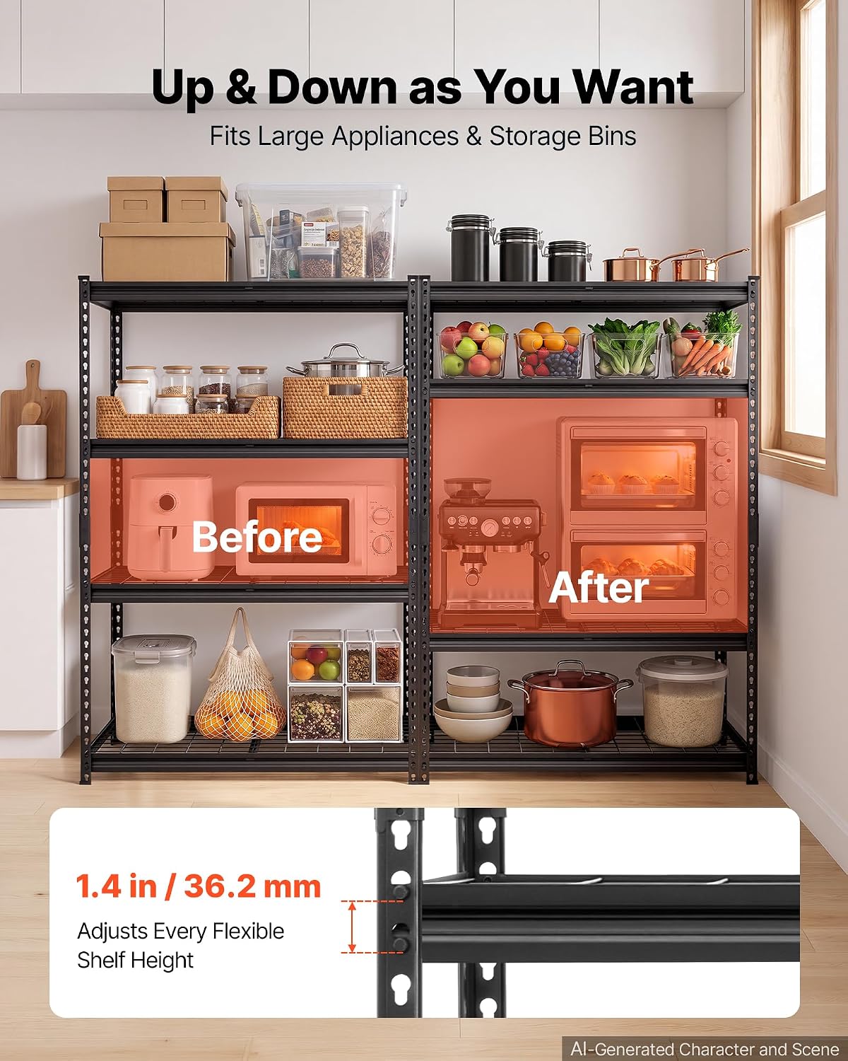 Storage Shelving Unit 5-Tier Adjustable 2000 lbs Capacity 60"x24"x78"